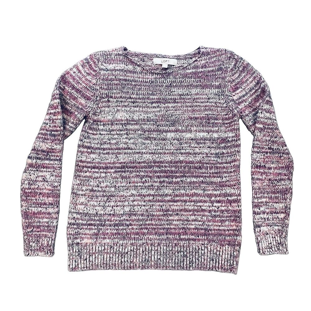 Loft Marled Multicolor Sweater Medium Pink Purple Space-dye pattern Soft Cotton
